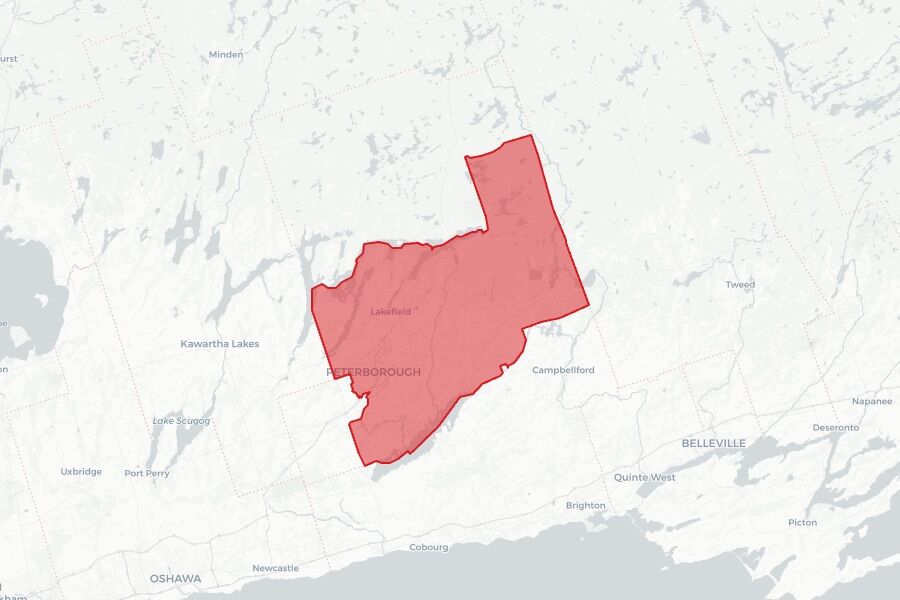 Peterborough 2025 federal election riding boundaries map